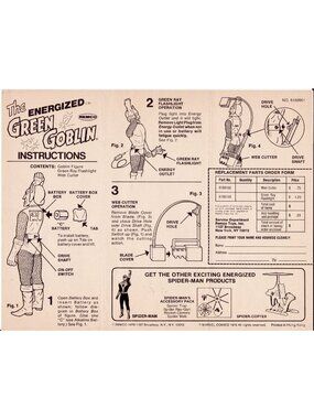 Remco Green Goblin Instructions 1978 Marvel Spider Man Toy Sheet